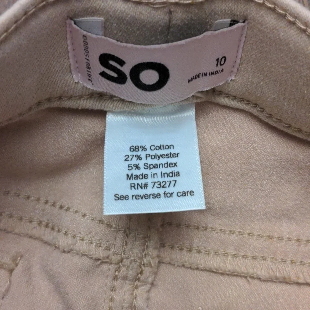 SO Girls Beige Pull-On Jeggings Size 10 | Stretch Skinny Pants